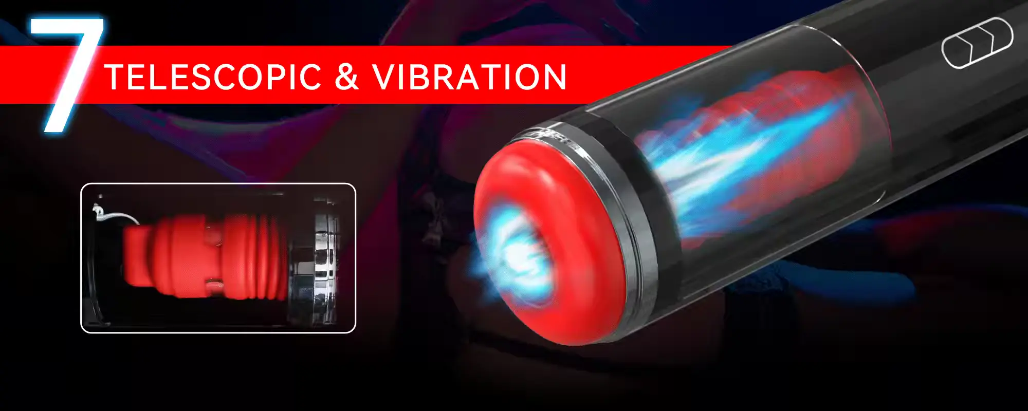 Male Masturbator Automatic 7 Telescopic & 7 Vibration Modes Deep Throat Toy