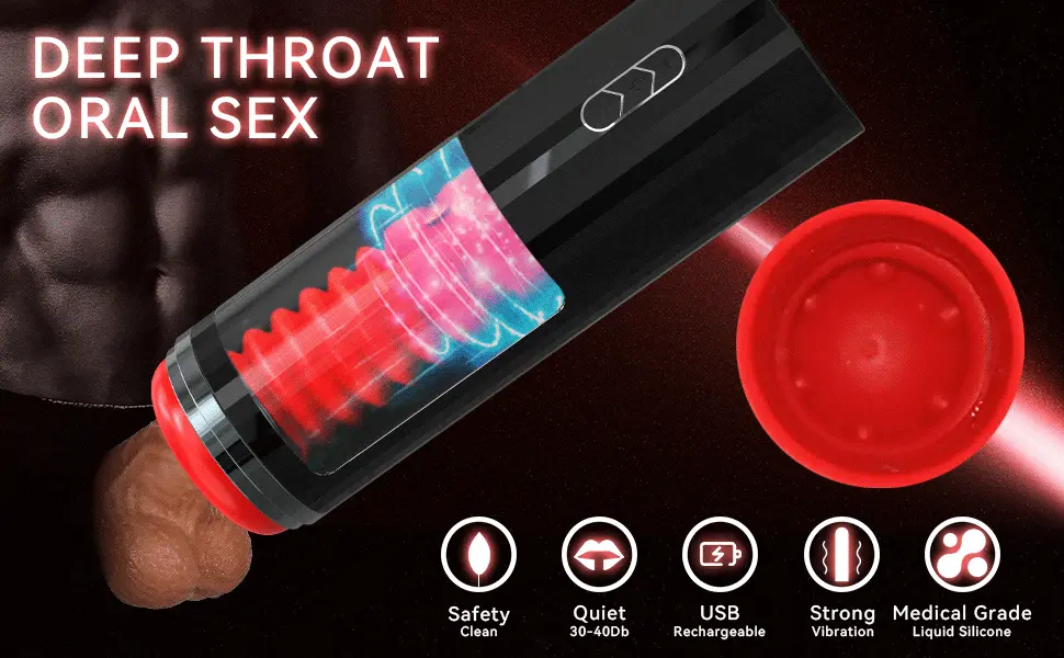 7 Thrusts 7 Vibrations Deep Throat Oral Sex Masturbation Cup