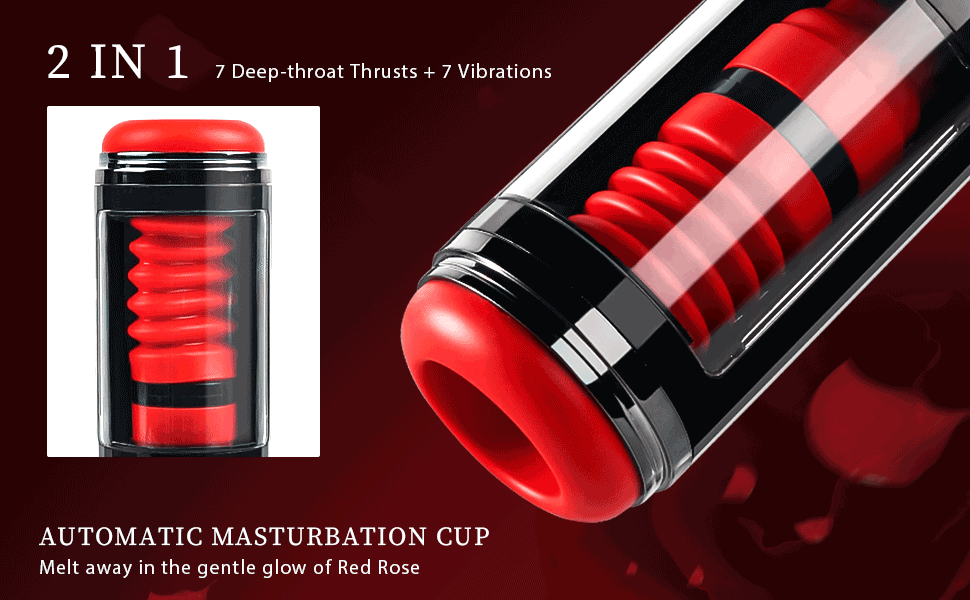 7 Thrusts 7 Vibrations Flame Rose Masturbation Cup
