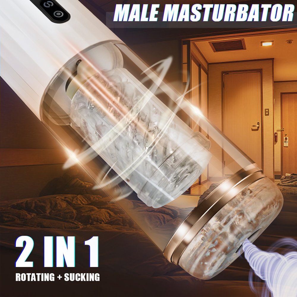 White 10 Telescopic Rotation 10 Suction Automatic Male Masturbation